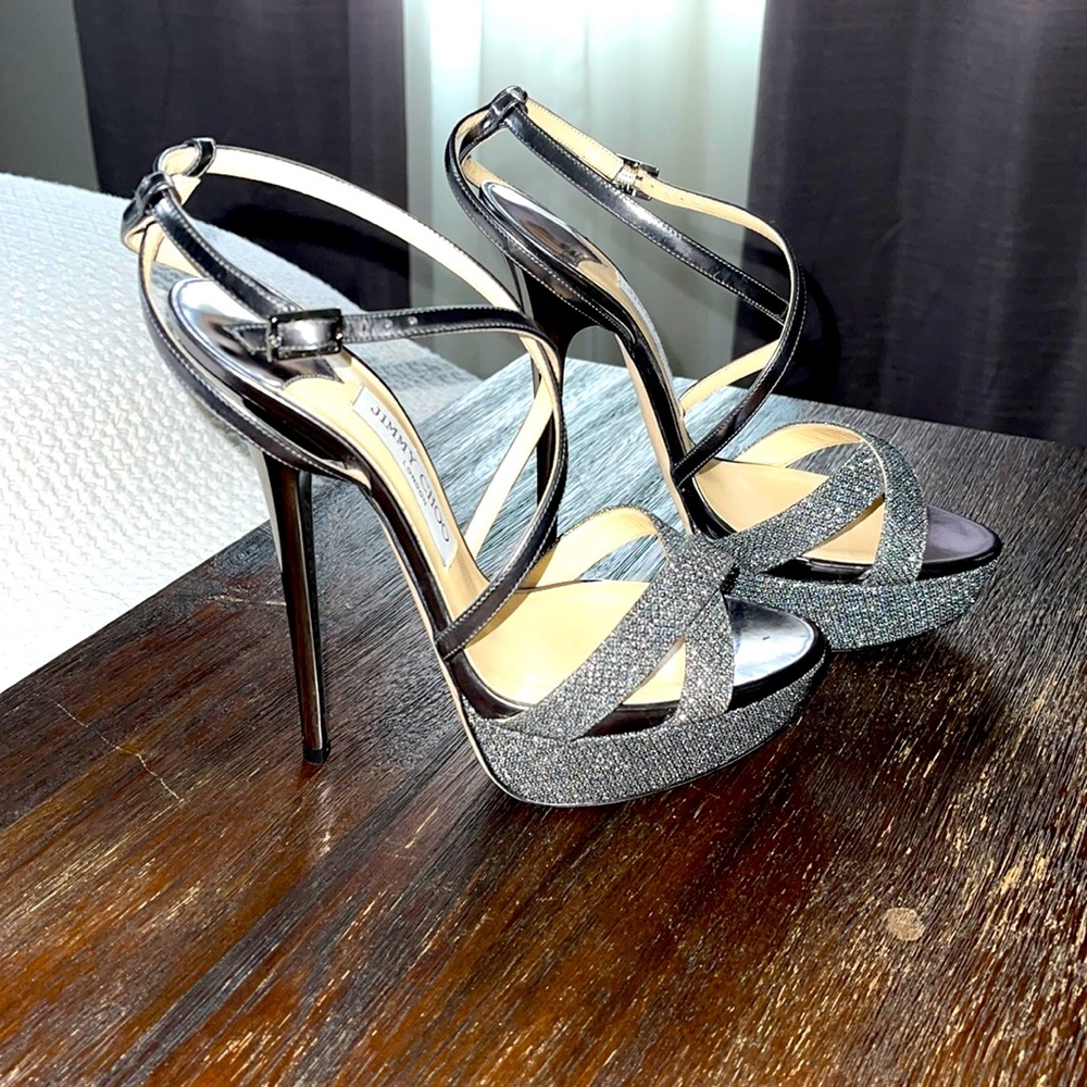 Silver Jimmy chop heels
